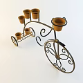 Iron Bicycle Shaped Garden Plant Stand With Multiple Flower Pots 3d model
