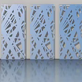 Three Blue Swing Doors With Intricate Cutout Patterns For Modern Interior Design 3d model