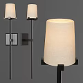 Modern Black Metal Wall Sconces With Beige Fabric Shade For Indoor Lighting
