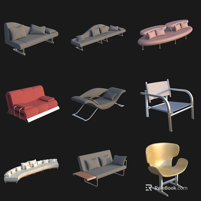 Leisure Sofa Set With Various Modern Styles And Different Color Design Options 3d model