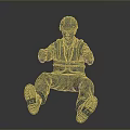 Seated Construction Worker Figure With Safety Helmet Vest And Thumbs Up Gesture