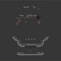 Modular Industrial Equipment Components With Gray And Red Structural Parts