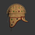 Ancient Warrior Helmet With Gold Decoration And Mythical Creature Motifs