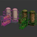 Industrial Mechanical Devices With White Copper Cylindrical Tanks And Pipes