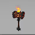 Mythical Fantasy Weapon With Fiery Flame And Lava Texture Hammer Shape Design