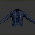 Open Front Denim Jacket With Dark Inner Layer On Minimalist Gray Background 3d model
