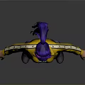 3D Character Design With Purple Hair Yellow Jacket Black Shorts And Purple Boots