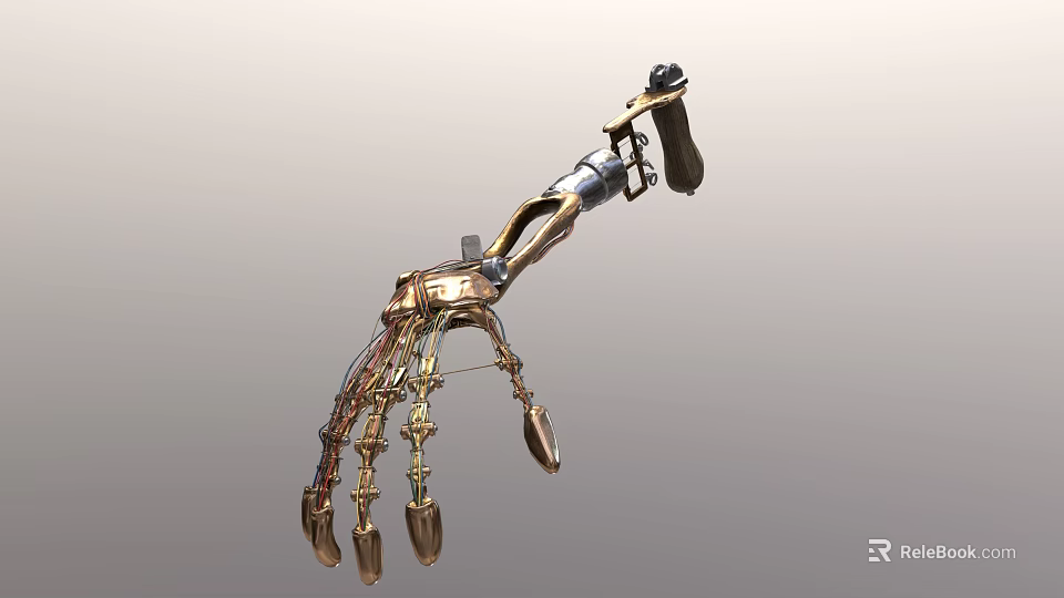 Detailed Mechanical Arm With Metallic Components And Articulated Fingers Design 3d model 