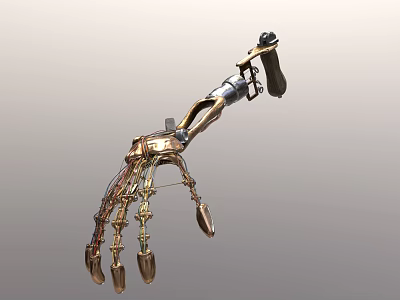 Detailed Mechanical Arm With Metallic Components And Articulated Fingers Design 3d model