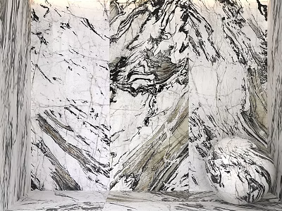 Spherical Marble Component In Modern Interior With Textured Wall And Floor 3d model