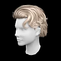 Game and Movie Character Head Model With Blonde Curly Hair On Black Background