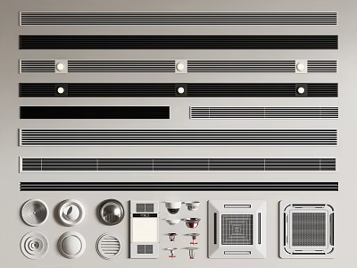Modern Air Conditioner Vents With Various Designs Different Shapes And Styles 3d model