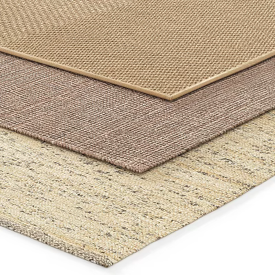 Woven Square Rugs in Beige Brown and Taupe Stacked Textured Design 3d model