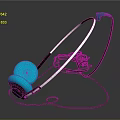 Blue Headphones with Silver Headband and Black Cable and Blue Ear Cushions Design