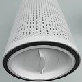 Silver Cylindrical Air Purifier With Green Indicator Light And Ventilation Holes For Home Use