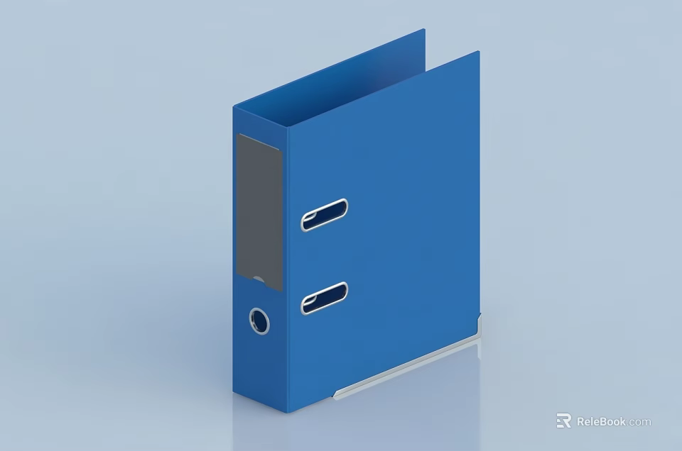 Blue Office Folder With Two Ring Mechanism And Side Document Label Holder 3d model 