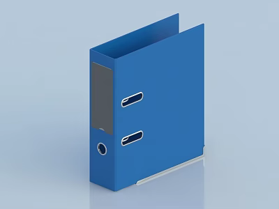 Blue Office Folder With Two Ring Mechanism And Side Document Label Holder 3d model