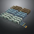 Scene Building Components With Colored Modules And Small Connecting Parts