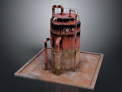 Industrial Style Rusty Metal Tank Shape Decorative Ornament Decoration Set For Home Decor 3d model