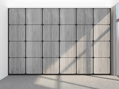 Modern Open Wardrobe Interior Design With Wooden Panels And Modular Storage Units 3d model