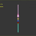 Long Black Staff Weapon Featuring Silver Connecting Parts and Sleek Design