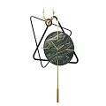 Modern Triangular Wall Clock With Black Metal Frame Green Marble Dial And Golden Hands 3d model