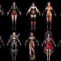 Game and Movie Characters with Diverse Fantasy Costumes and Armor Designs