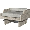 Modern Leisure Accent Chair With Distressed Wooden Frame And Beige Cushion Design
