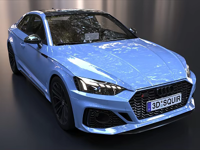Blue Modern Sports Coupe With Sleek Design And Black Wheels 3d model