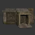 Ancient Octagonal Stone Architectural Structure With Climbing Vines And Weathered Steps 3d model