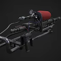 Industrial Equipment With Metal Pipe Structure And Red Cylinder Component