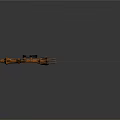 Orange Multi Barrel Mechanical Weapon With Rope And Futuristic Design