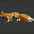 Modern Low Poly Orange Fox Sculpture With Geometric Design And Artistic Details