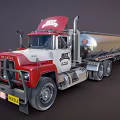 Red And White MACK Tanker Truck For Commercial Fuel Transportation