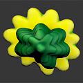 3D Rendered Stylized Green Tree with Brown Trunk Yellow Flower-like Base on Black Background