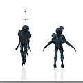 Sci Fi Blue Robot Characters With Mechanical Armor And Diverse Poses