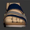 Blue And Gray Straps Sandals With Golden Buckle Light Brown Sole