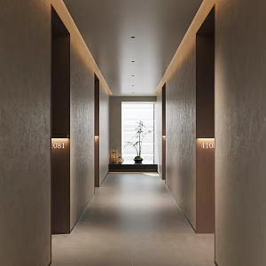 The New Chinese Art of Hotel Corridor Entrance 3d model