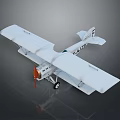 White Biplane Model With A1234 Number Orange Propeller Gray Background And Reflection For Aerospace