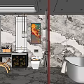 Luxurious Marble Bathroom Interior With Double Sinks Free-standing Bathtub And Shower Area