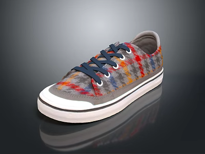 Casual Plaid Pattern Canvas Shoes With Multicolor Design And Comfortable Fit For Everyday Use 3d model