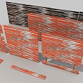 Iron fence wave board wall old fence 3d model