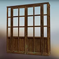 Vintage Wooden Double Doors With Glass Panes And Classic Frame Design