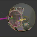 Spherical Metal Weapon With Futuristic Design Transparent Sections And Dual Barrels