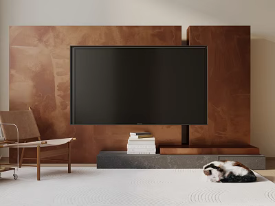 Modern TV Wall Design With Large Screen And Storage 3d model