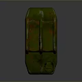 Green Rusty Jerrycan Metal Container Featuring Weathered Exterior And Orange Rust Patches