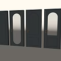 Dark Gray Hinged Doors Featuring Various Panel Designs Glass Inserts And Golden Handles 3d model
