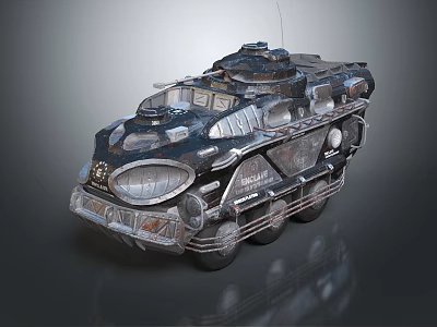 Futuristic Armored Utility Vehicle With Complex Mechanical Structure And Multiple Wheels 3d model