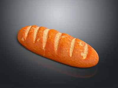 Golden Brown Loaf of Bread With Diagonal Slashes and Crispy Fresh Crust 3d model