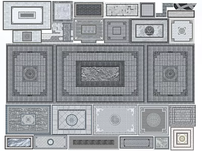 Various Floor Design Patterns With Geometric Shapes And Intricate Details 3d model